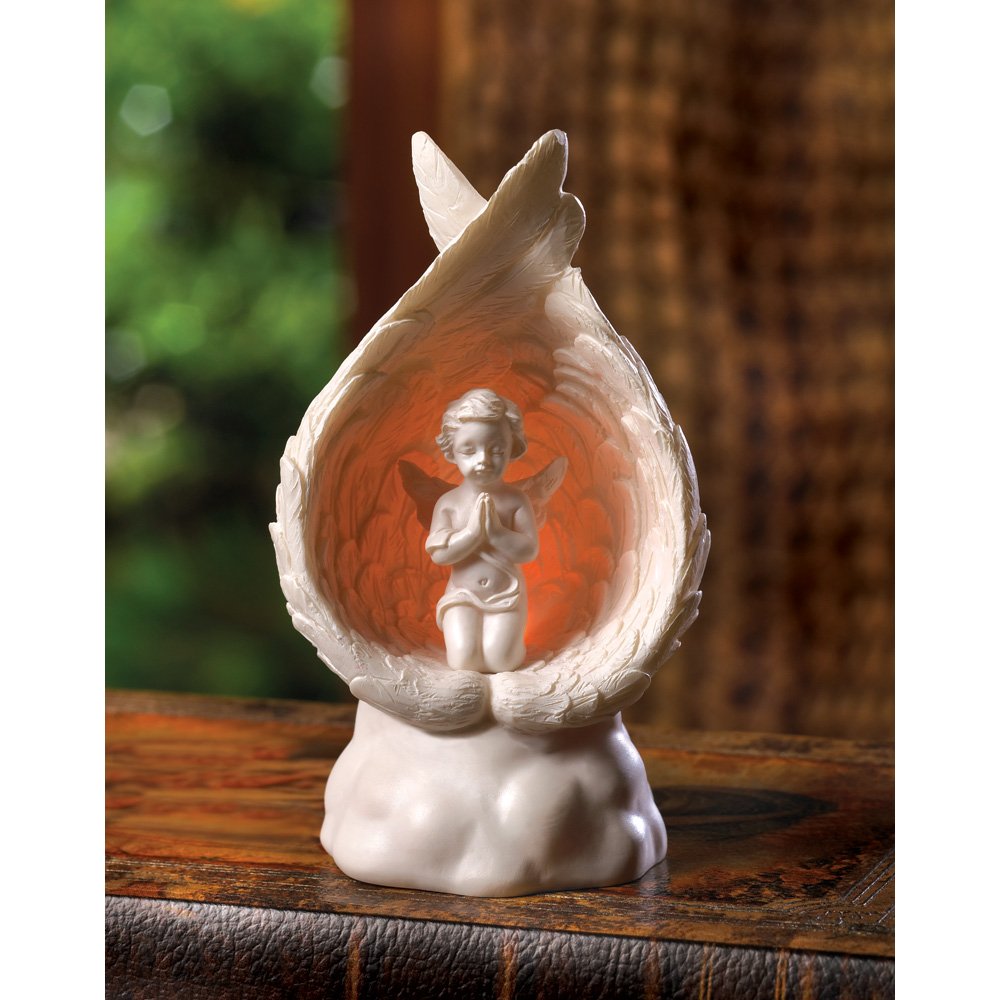 Light-up praying angel figurin