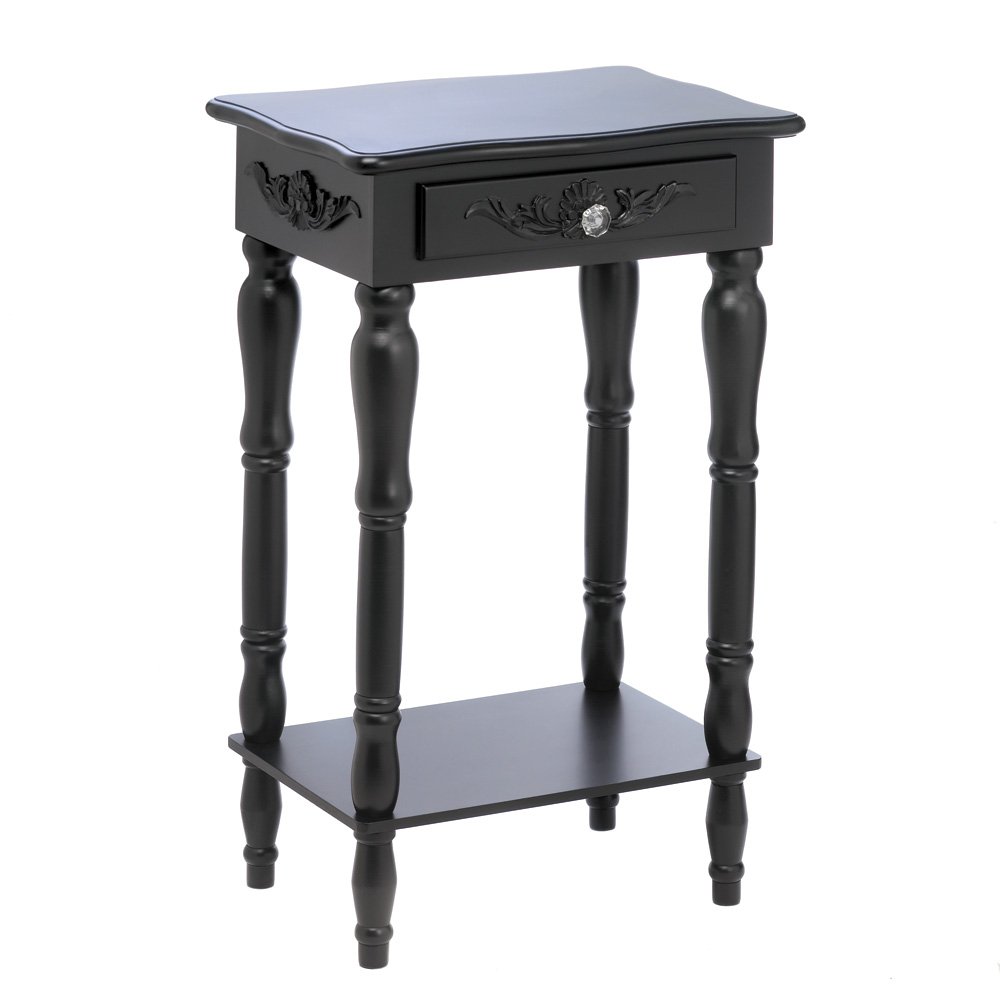 Carved black side table