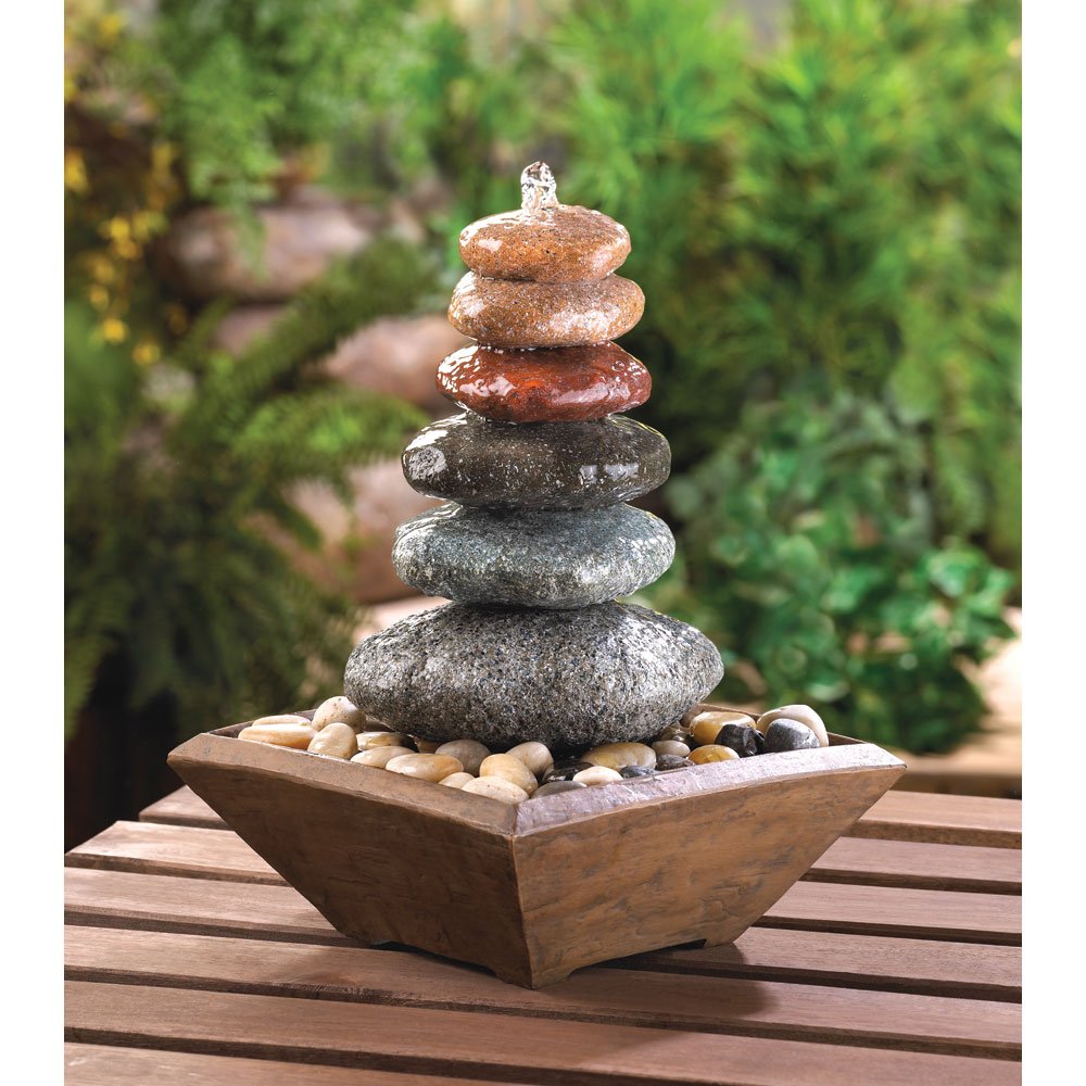 Zen stacked stone fountain