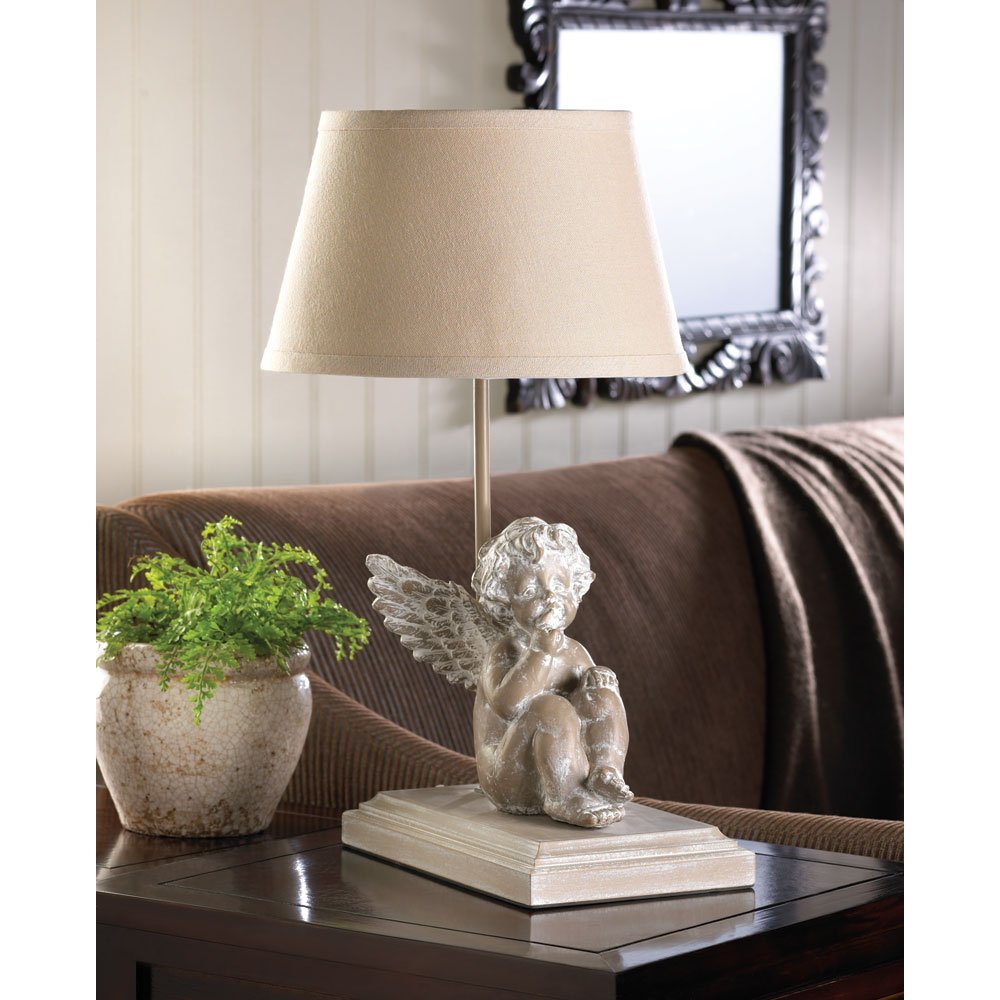 Musing cherub lamp