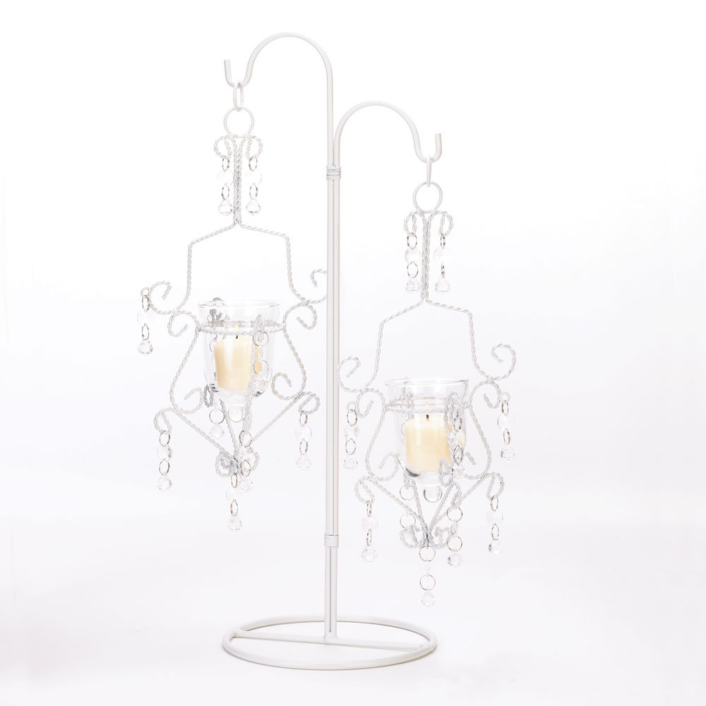 White crystal drop candle stand