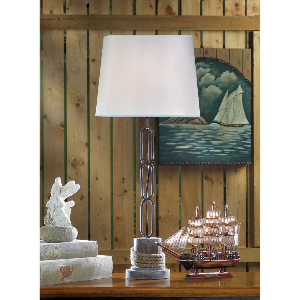 Nautical rope trim table lamp