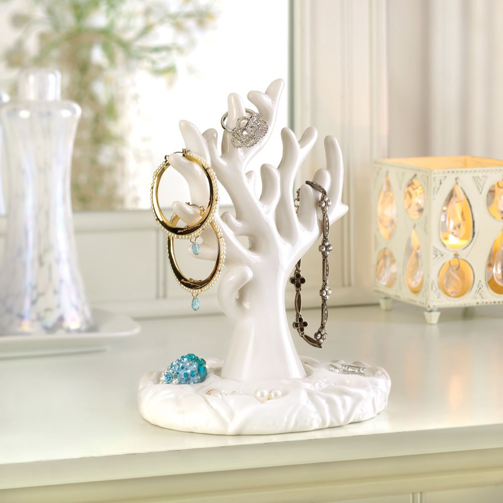Coral branch jewelry holder
