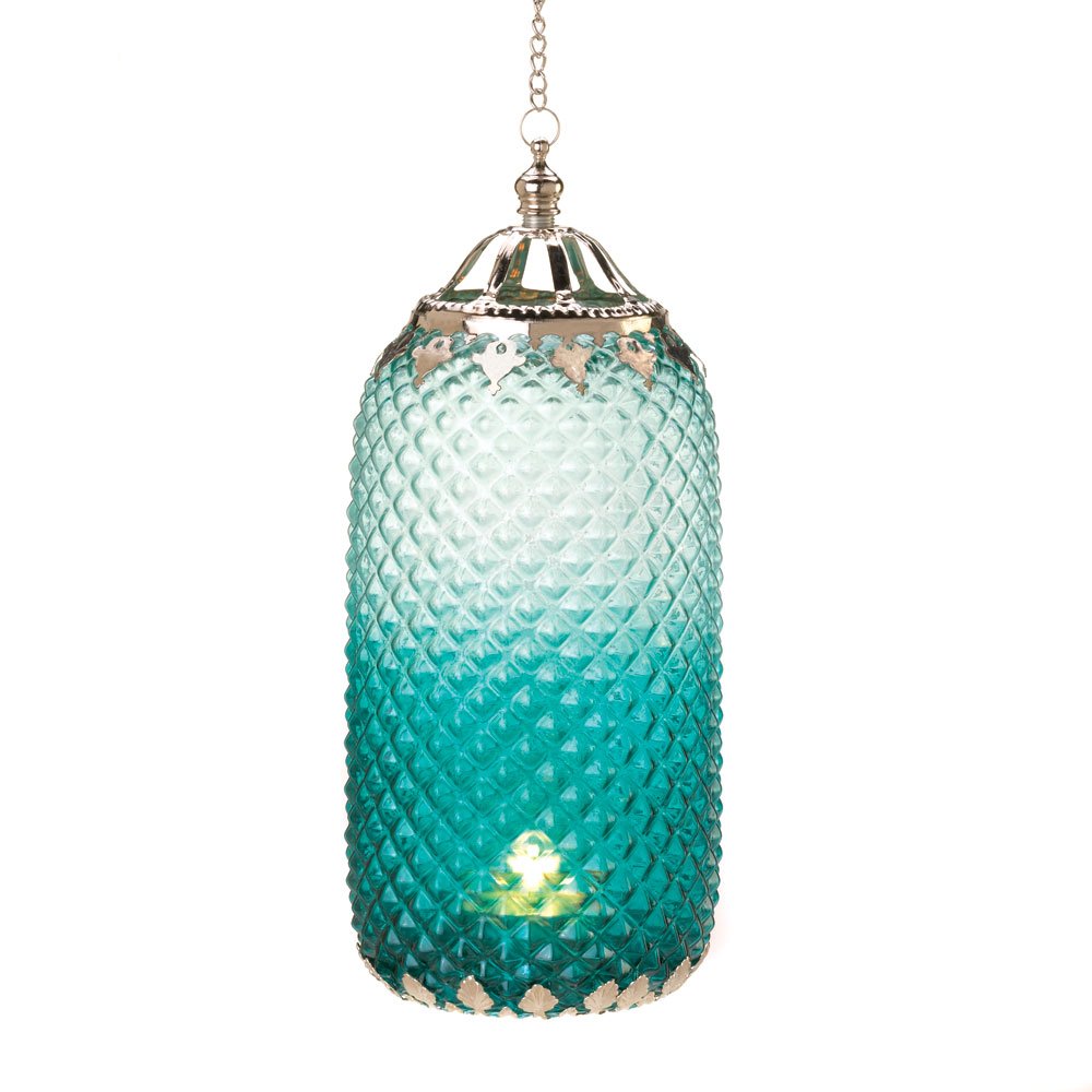 Tall blue candle lantern