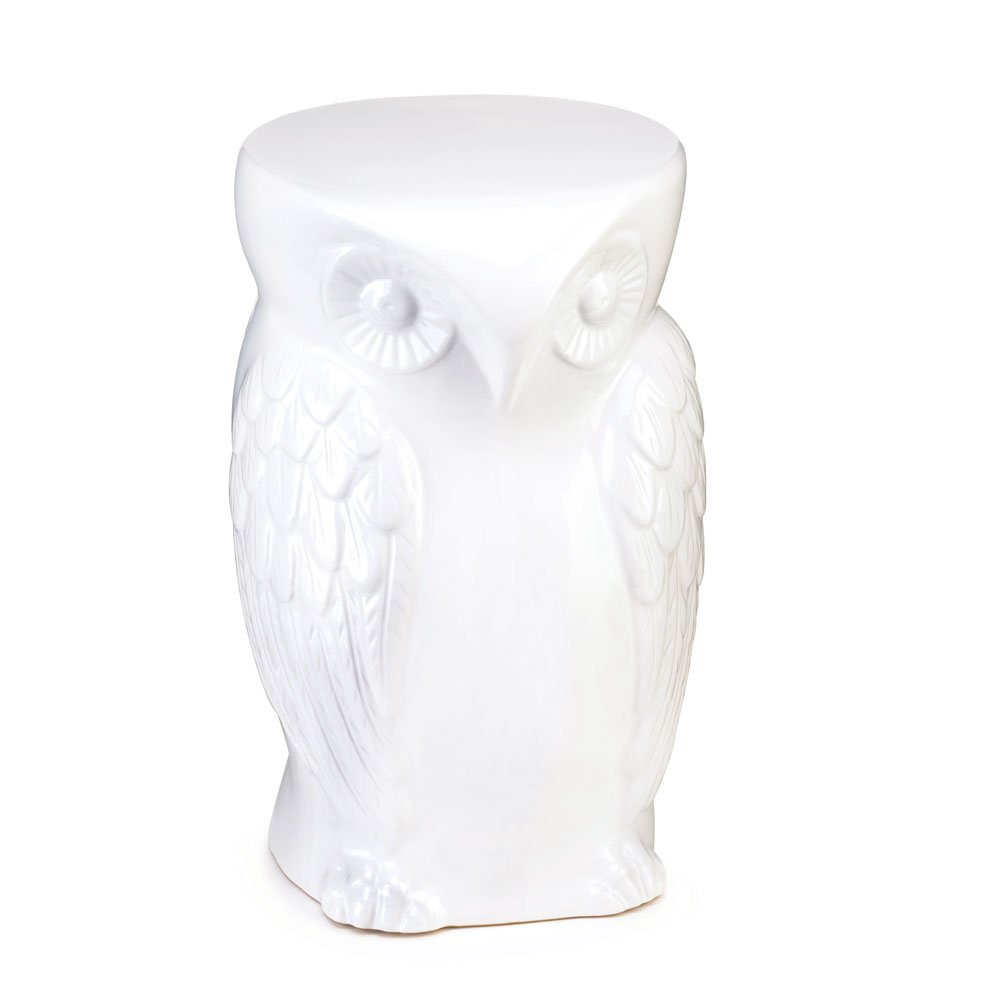 Wise owl ceramic decor stool