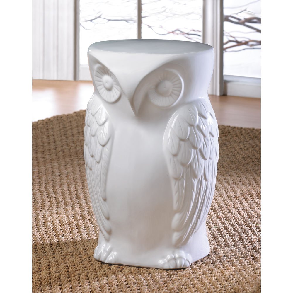 Wise owl ceramic decor stool