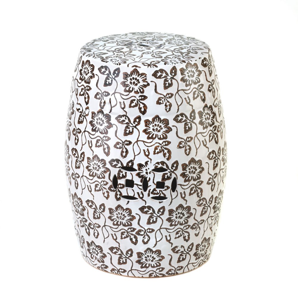 Floral ceramic decrtive stool