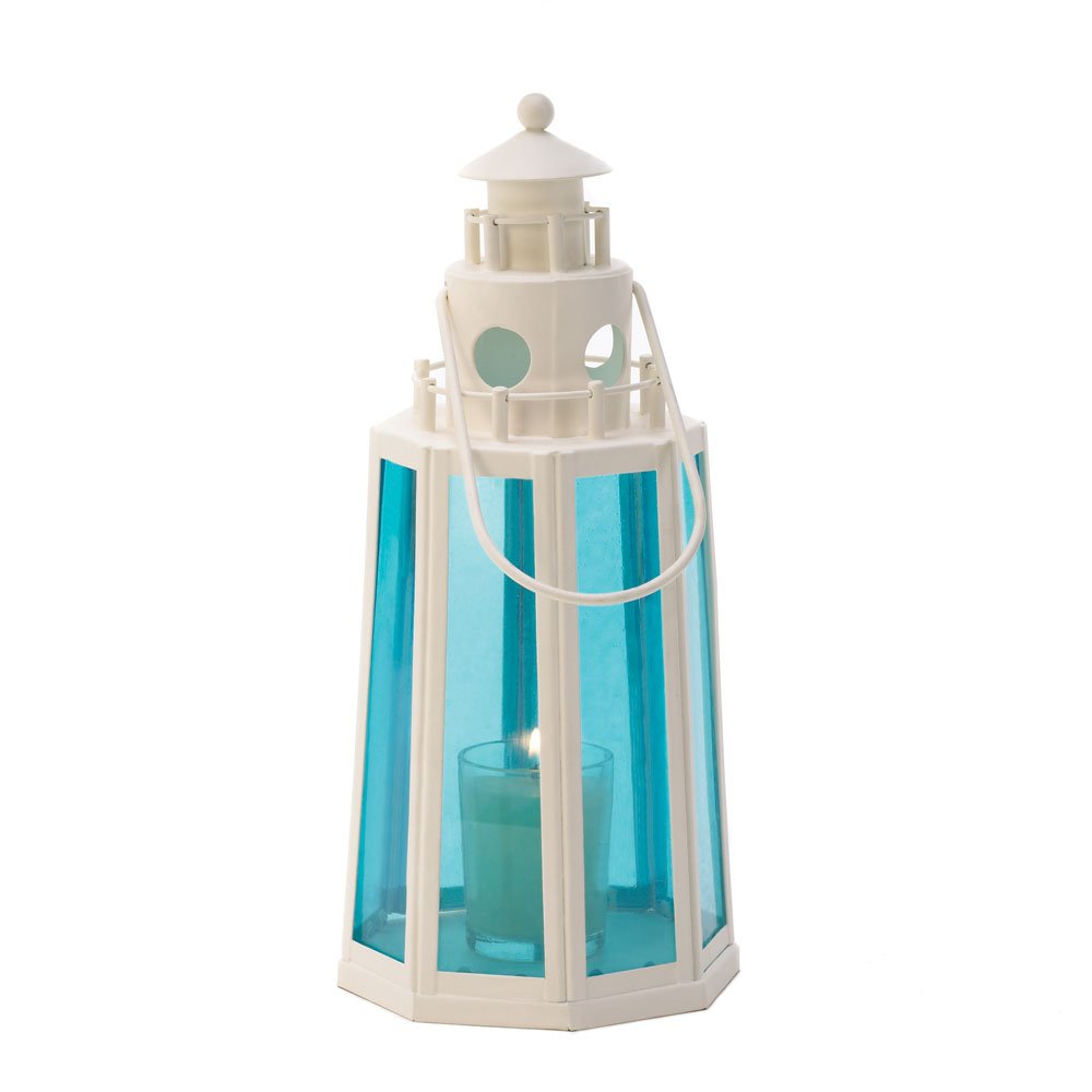 Ocean blue lighthouse candle l