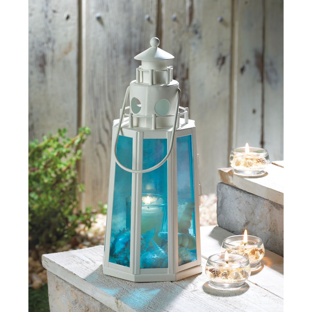 Ocean blue lighthouse candle l