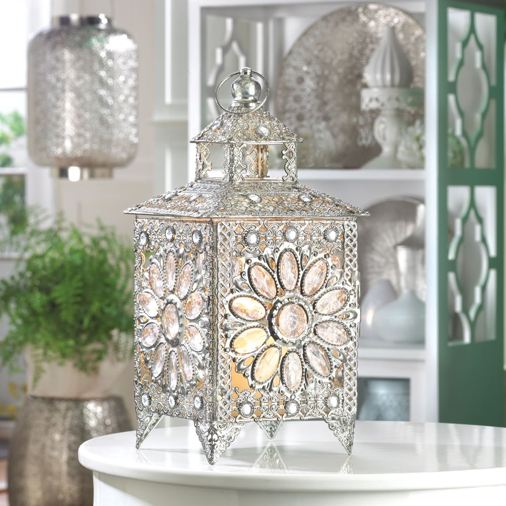 Crown jeweled candle lantern