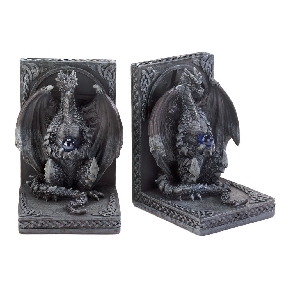 Black dragon bookends