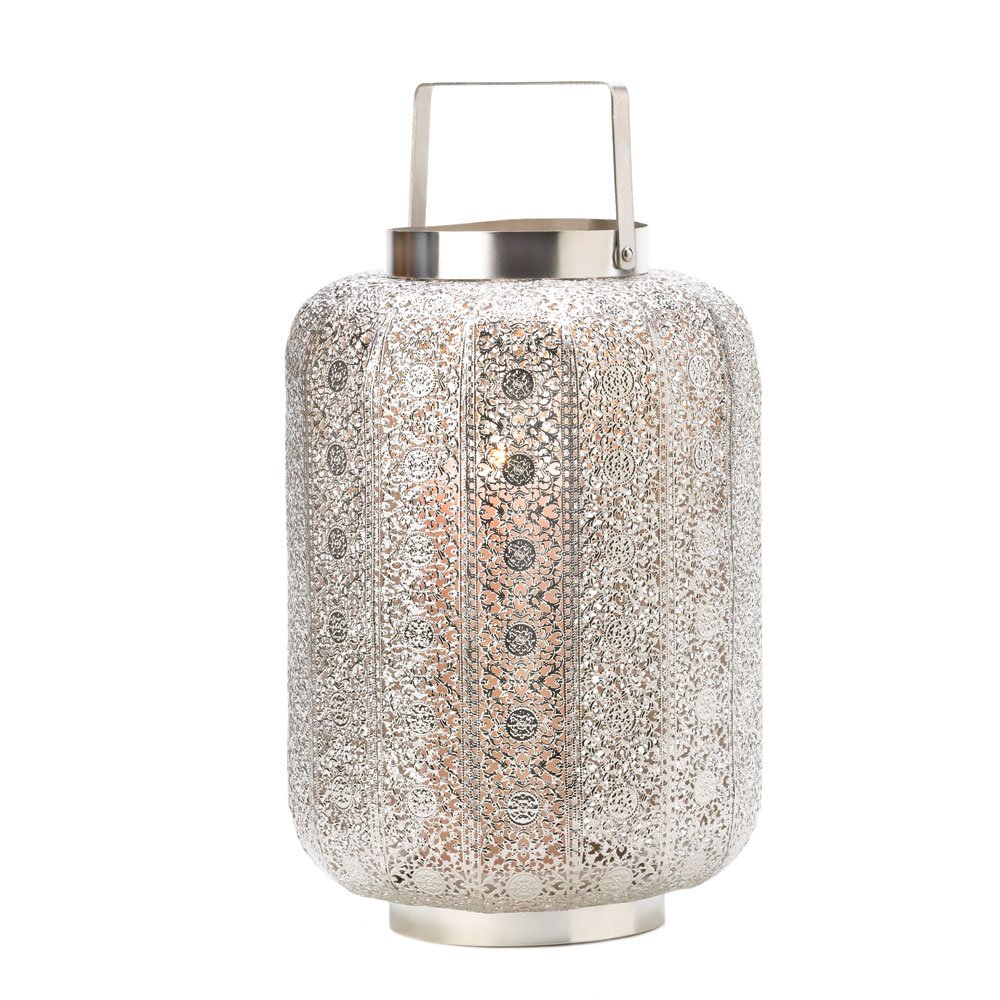 Tall silver lace design lamp
