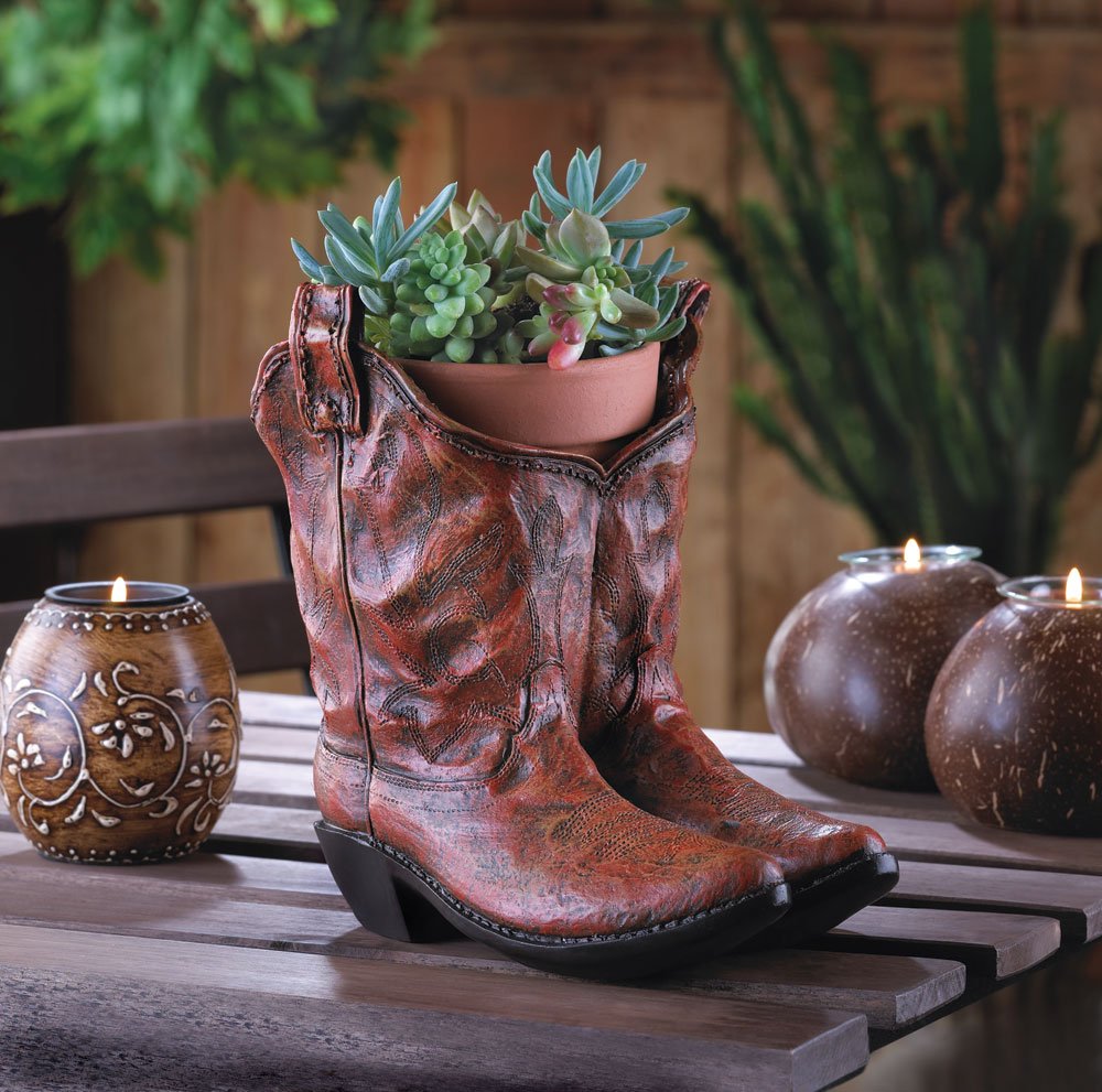 Classic cowboy boots planter