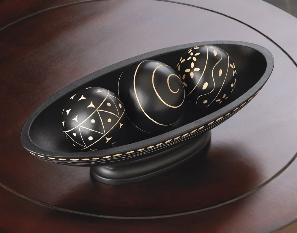 Black wooden decorative ball set