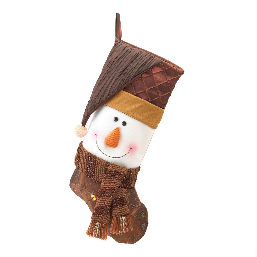 Golden sparkle snowman stocking