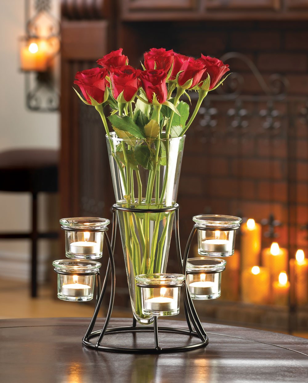Circular candle stand with vase