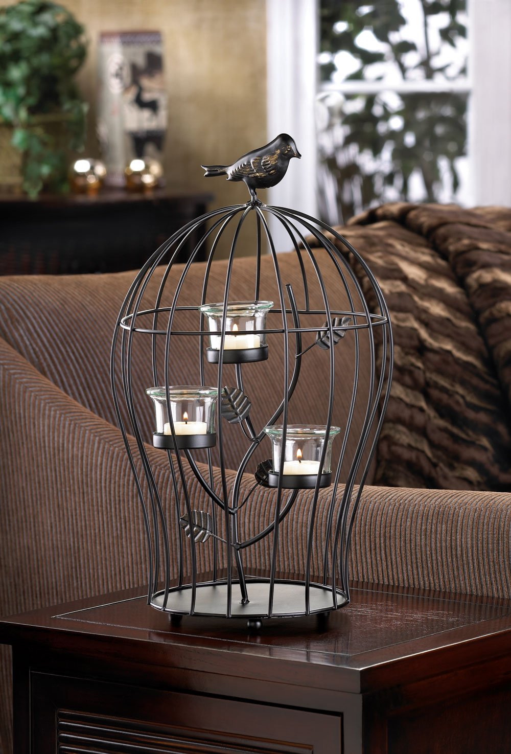 Birdcage triple candleholder