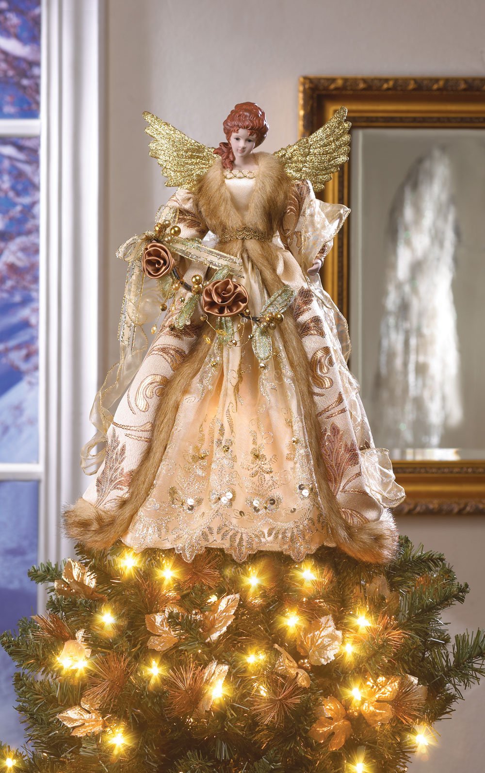 Golden angel tree topper