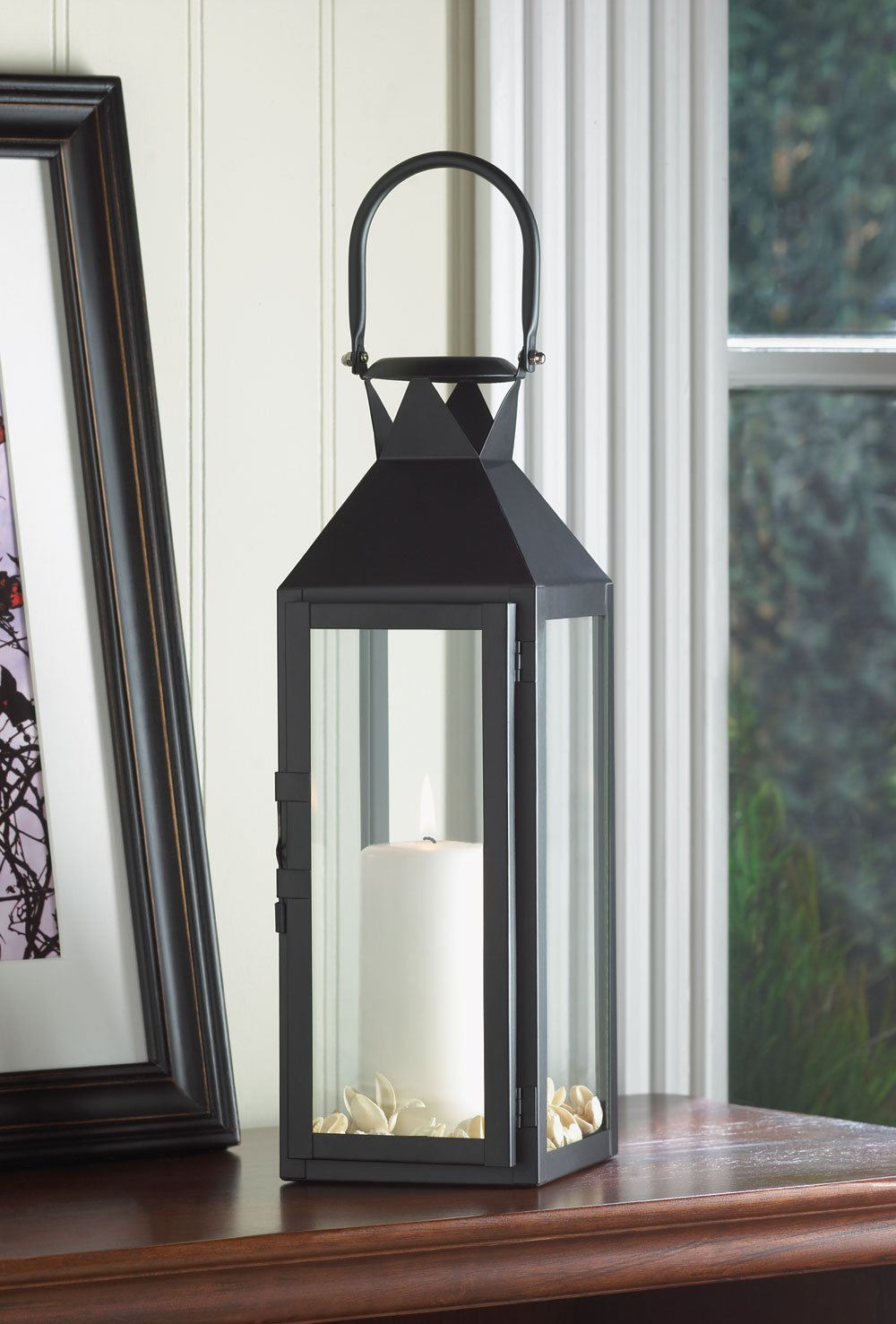 Black manhattan candle lantern