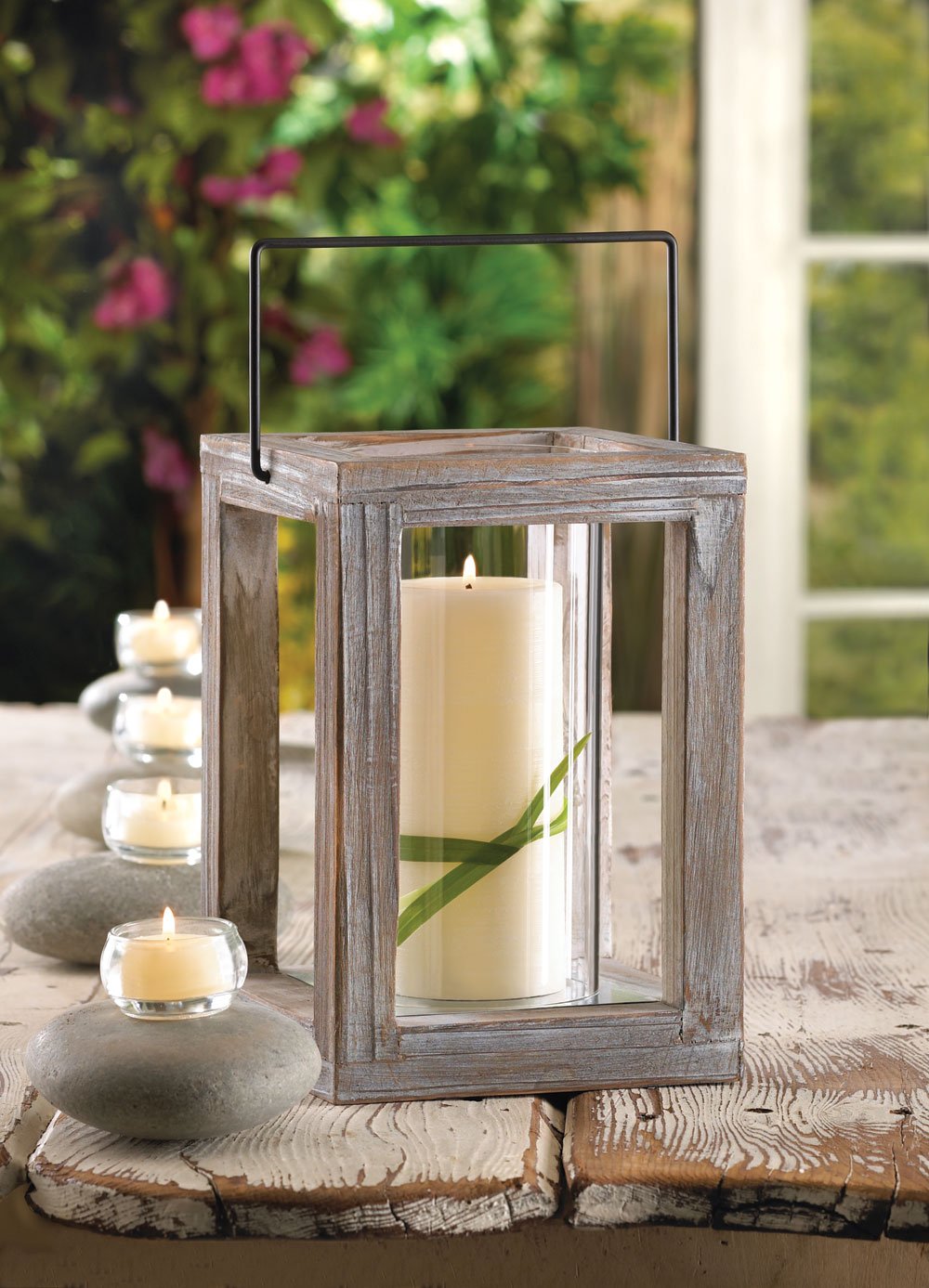 Rustic garden wooden lantern