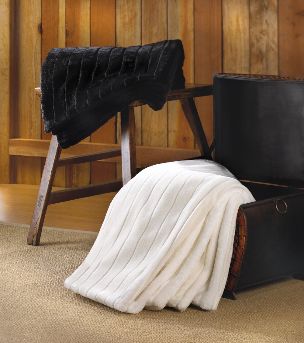 Deluxe black faux fur blanket