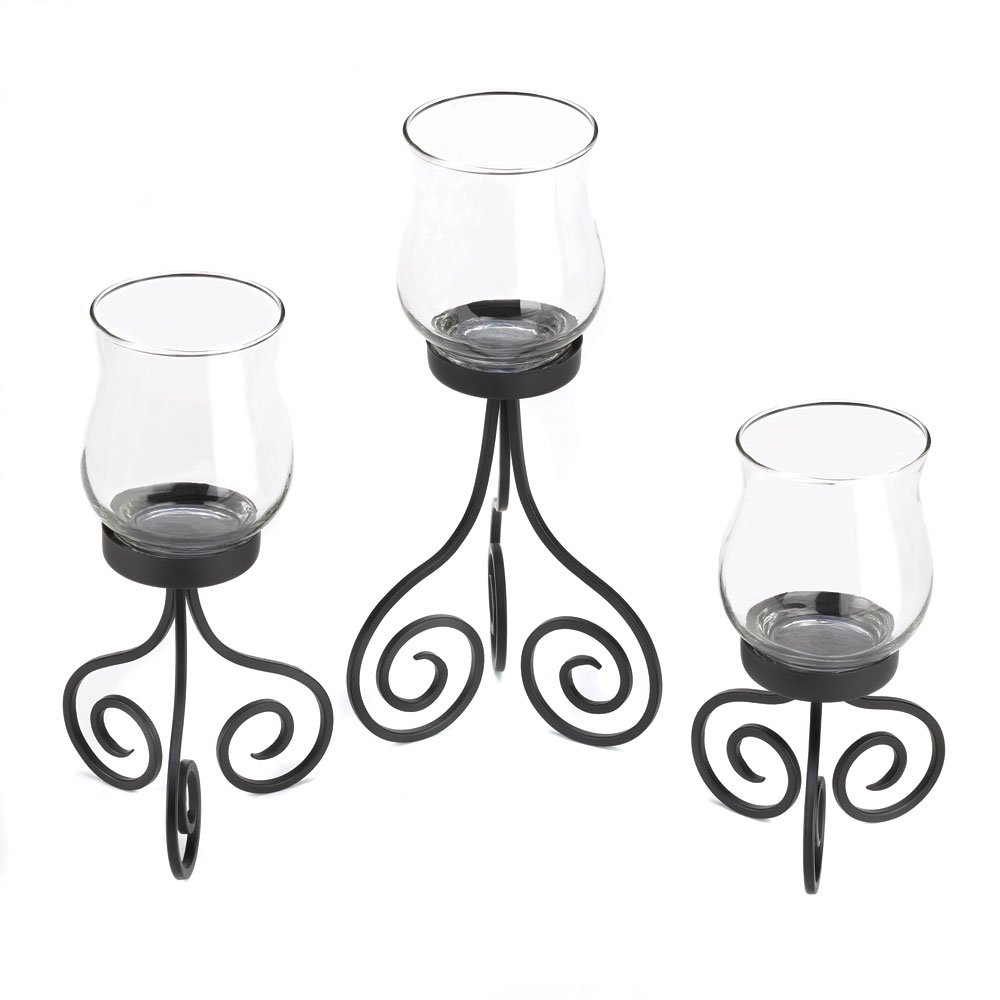Hurricane candle lantern trio