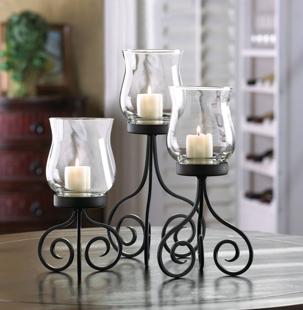 Hurricane candle lantern trio