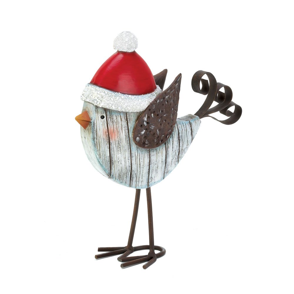 Snowbird with winter hat figurine