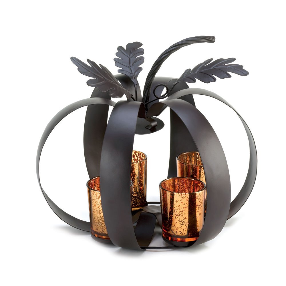 Iron pumpkin candle display