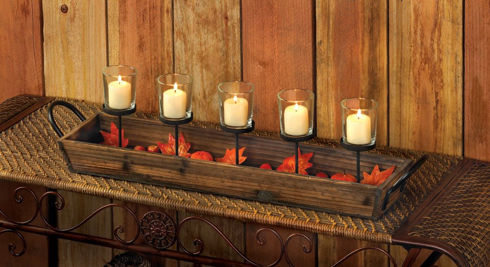 Rustic autumn candleholder