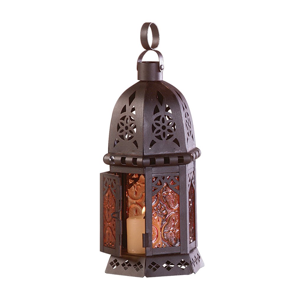 Amber glass moroccan lantern