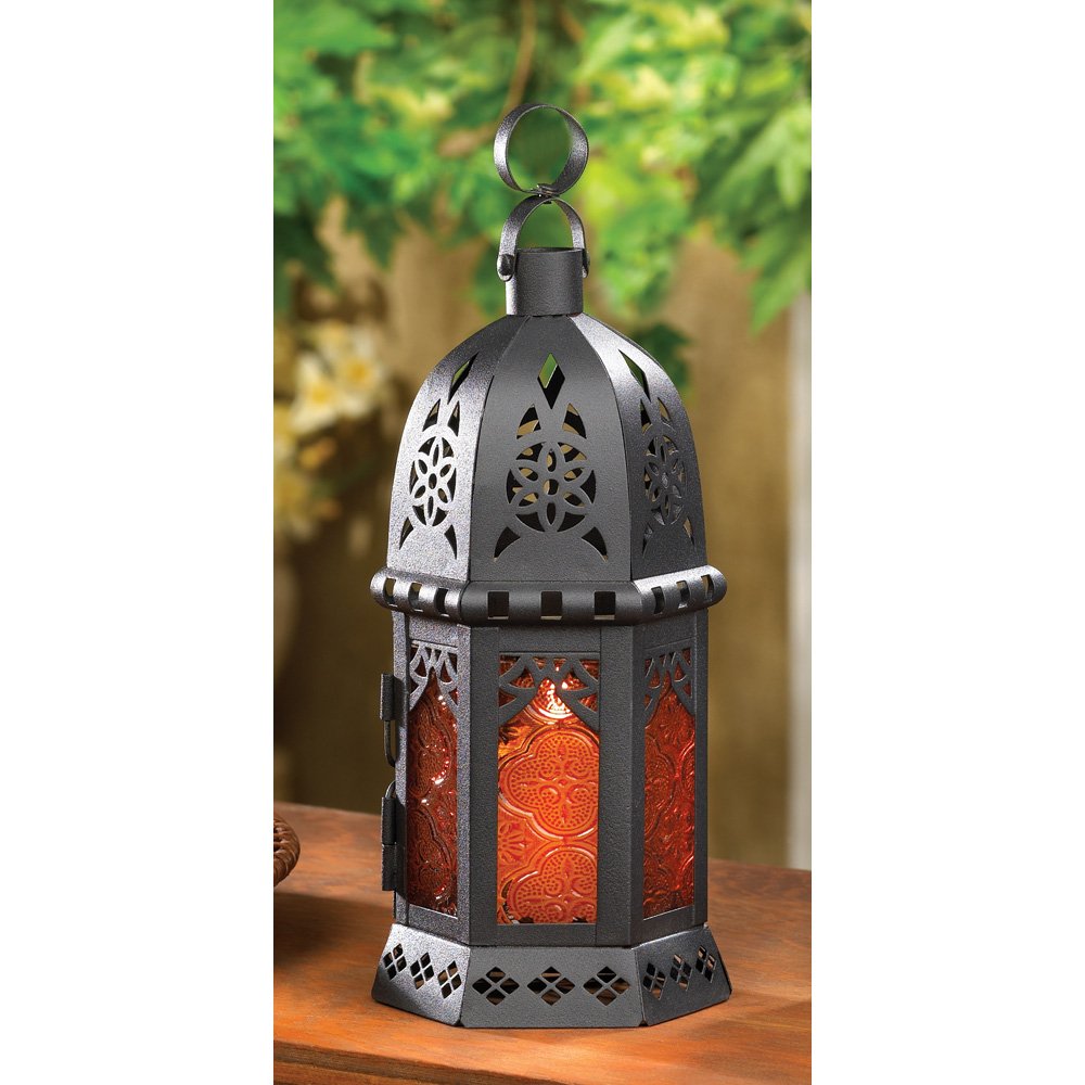 Amber glass moroccan lantern