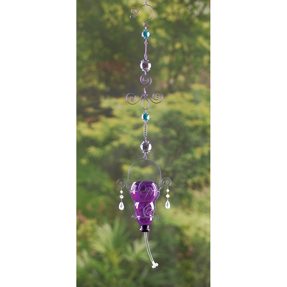 Purple hummingbird feeder