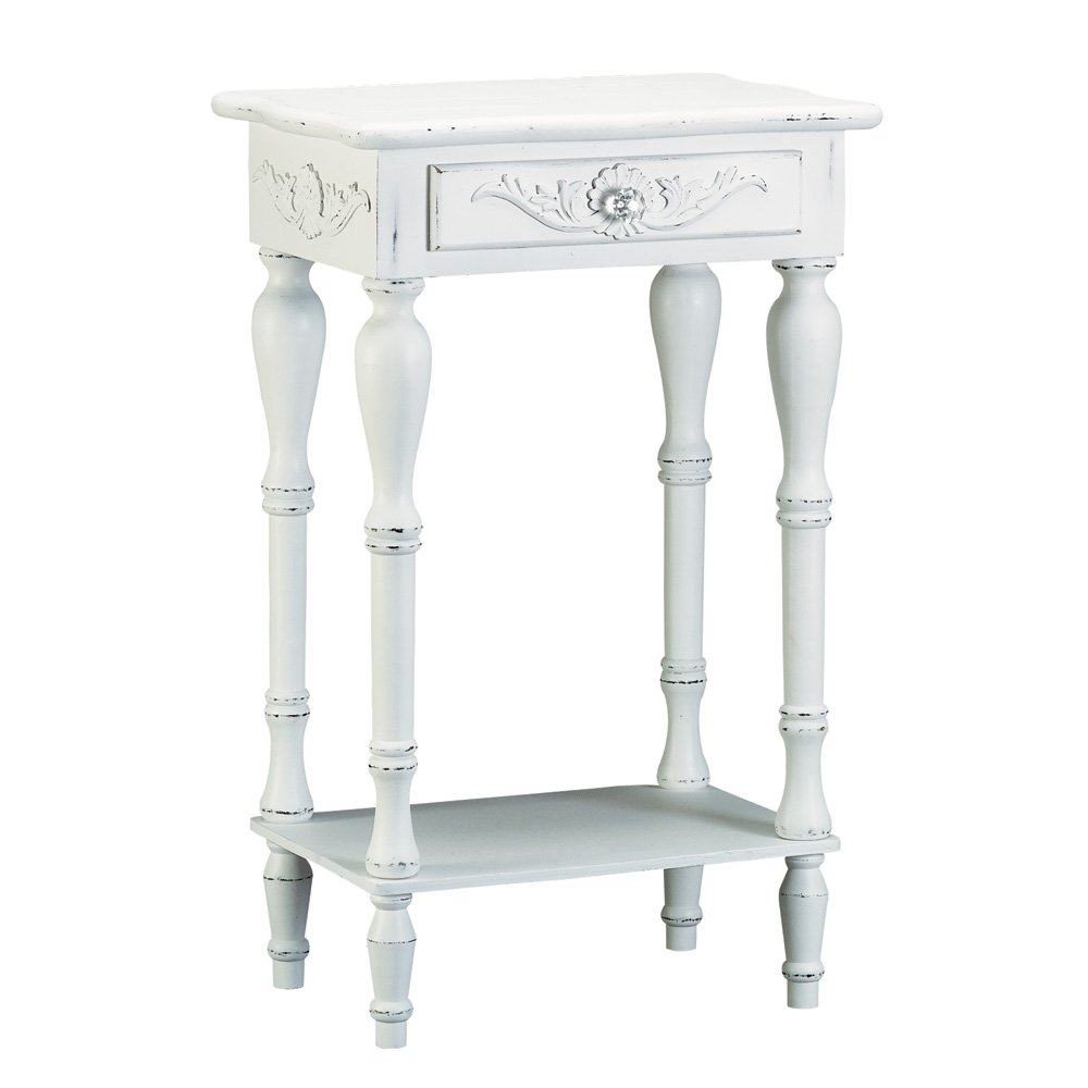 Carved white side table