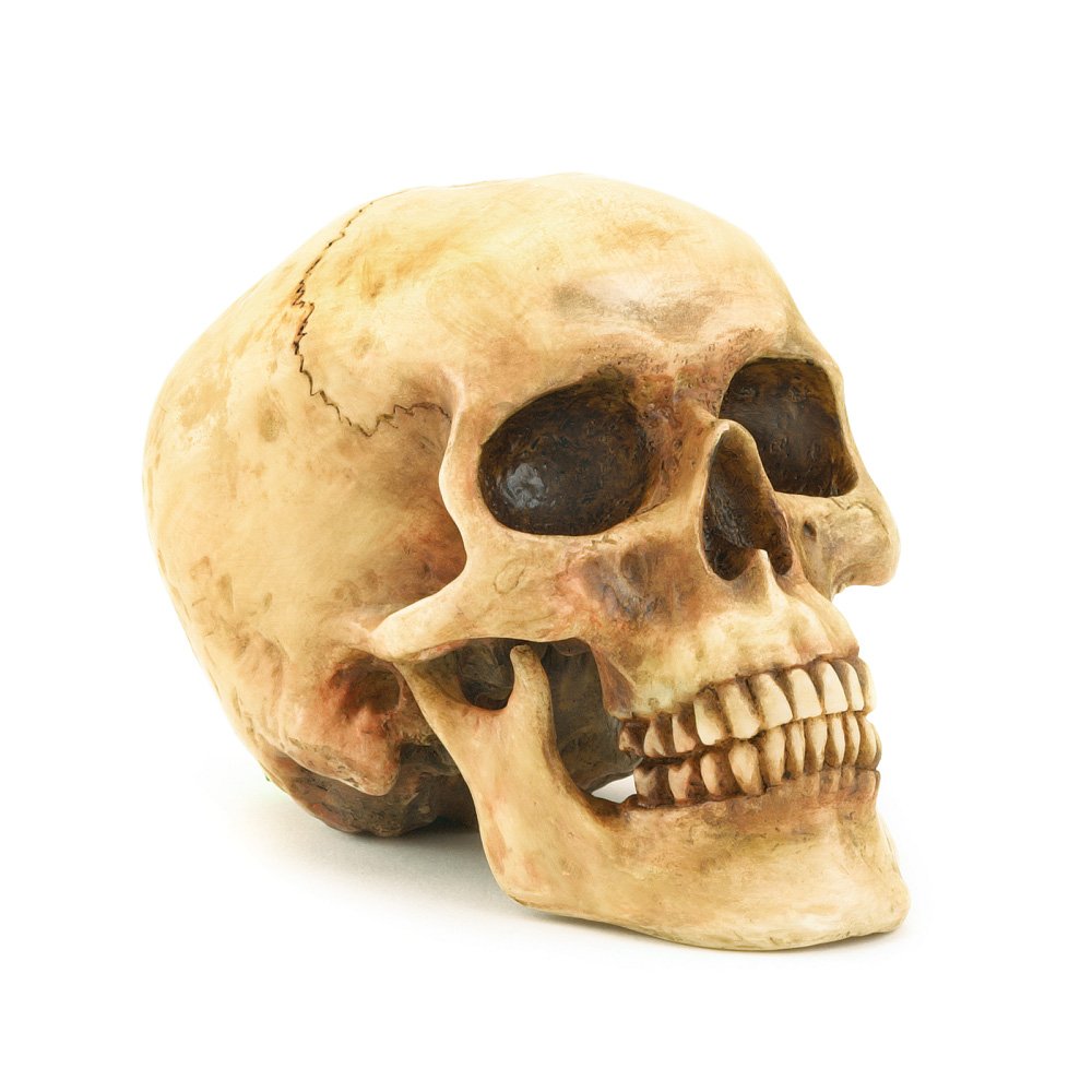 Grinning skull figurine