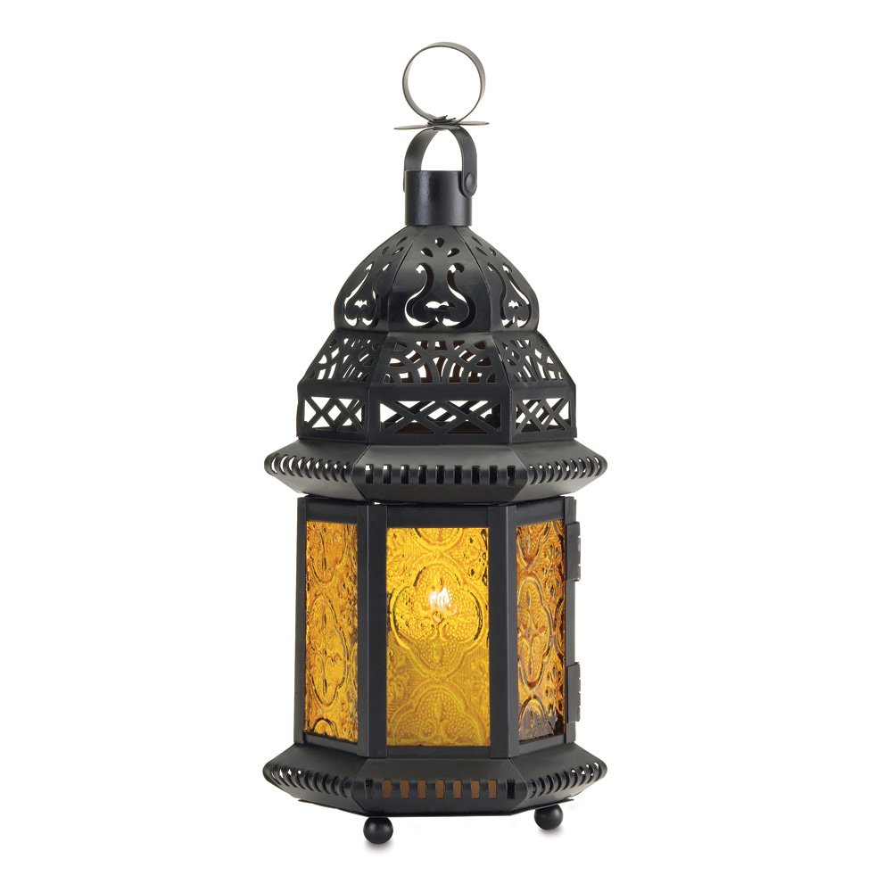 Yellow glass moroccan lantern