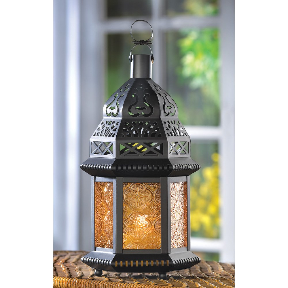 Yellow glass moroccan lantern