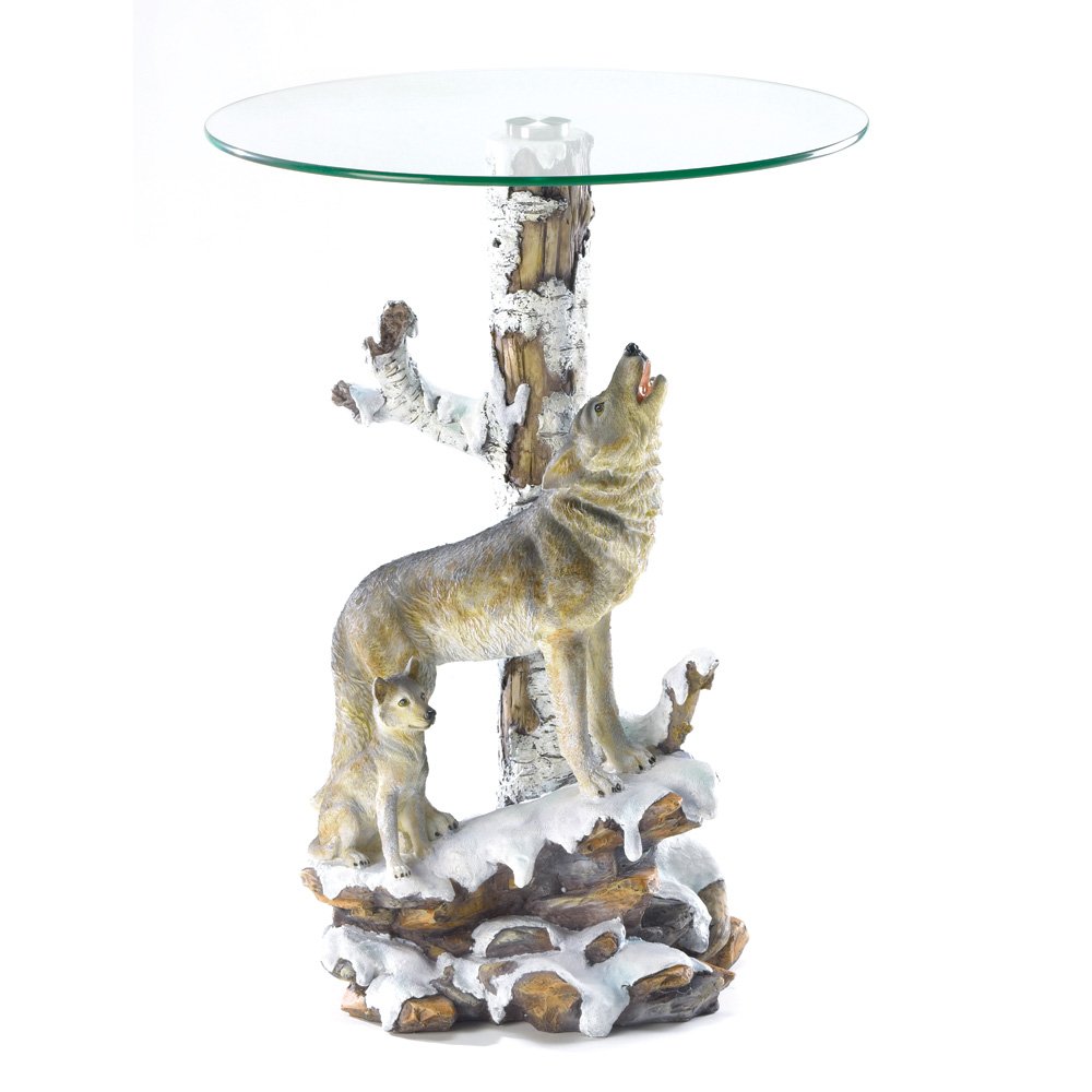 Wolf table w/glass tabletop