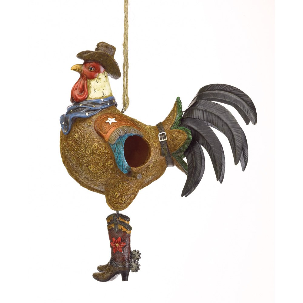 Cowboy rooster birdhouse