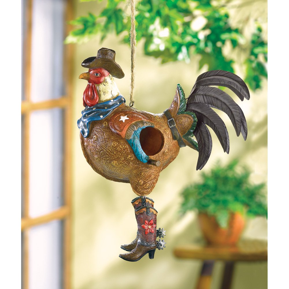 Cowboy rooster birdhouse