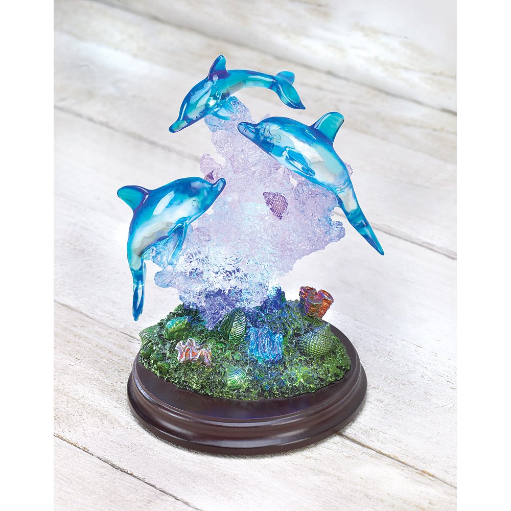 Light-up dolphin sculpture