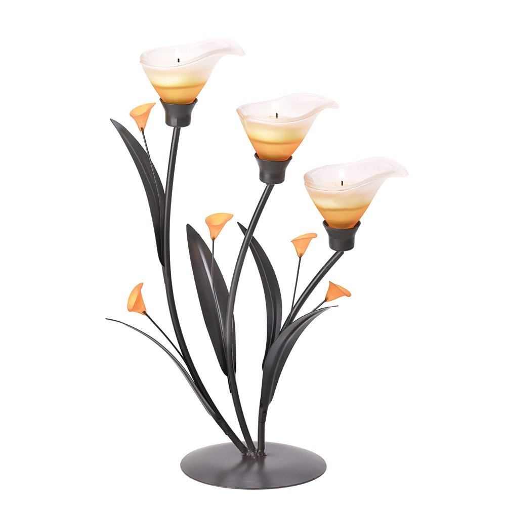 Amber lilies tealight holder