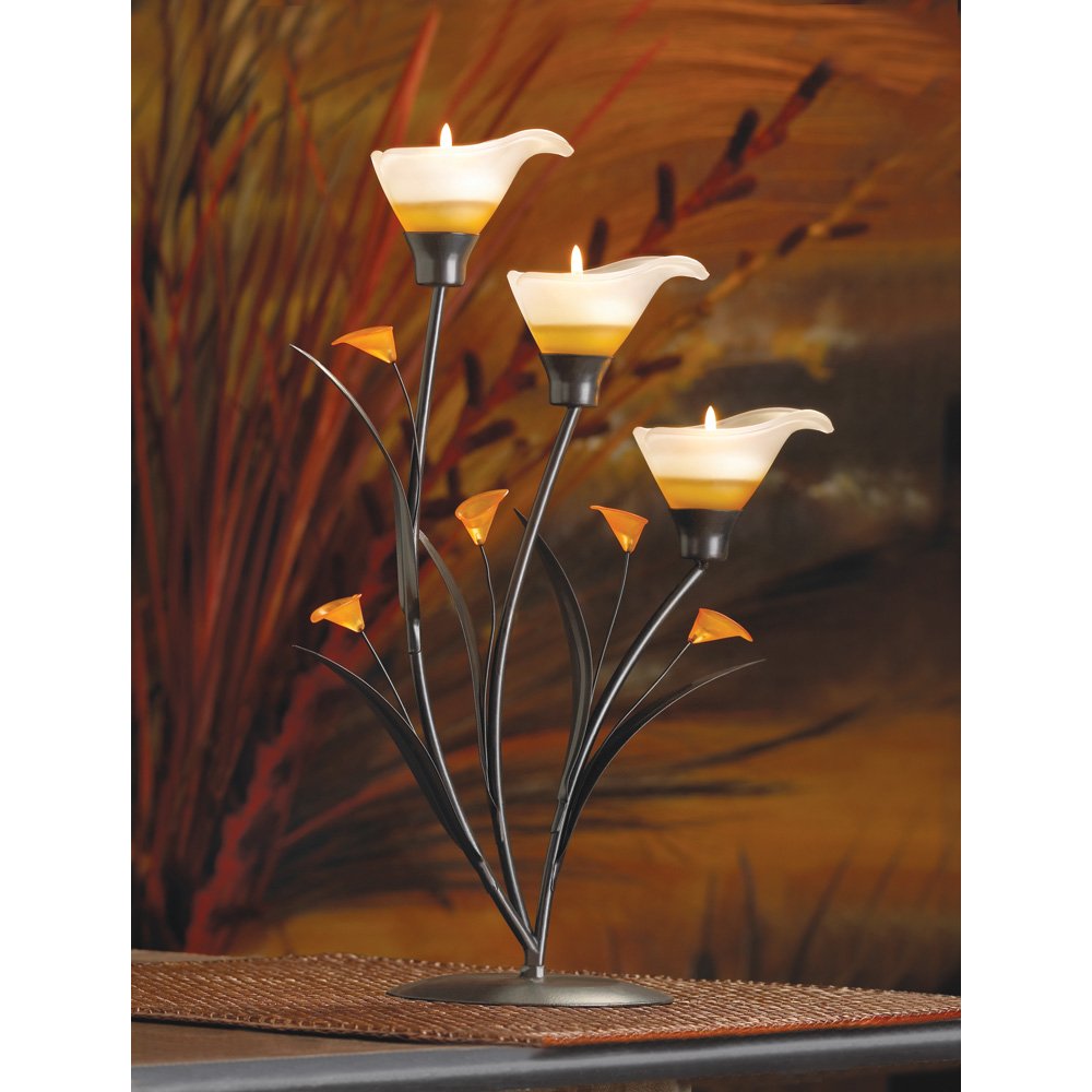 Amber lilies tealight holder
