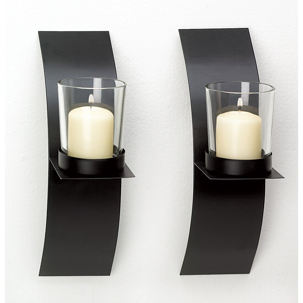 Mod-art candle sconce duo