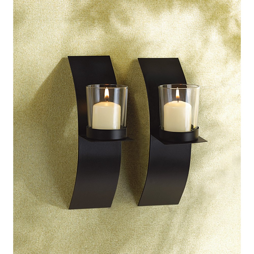 Mod-art candle sconce duo