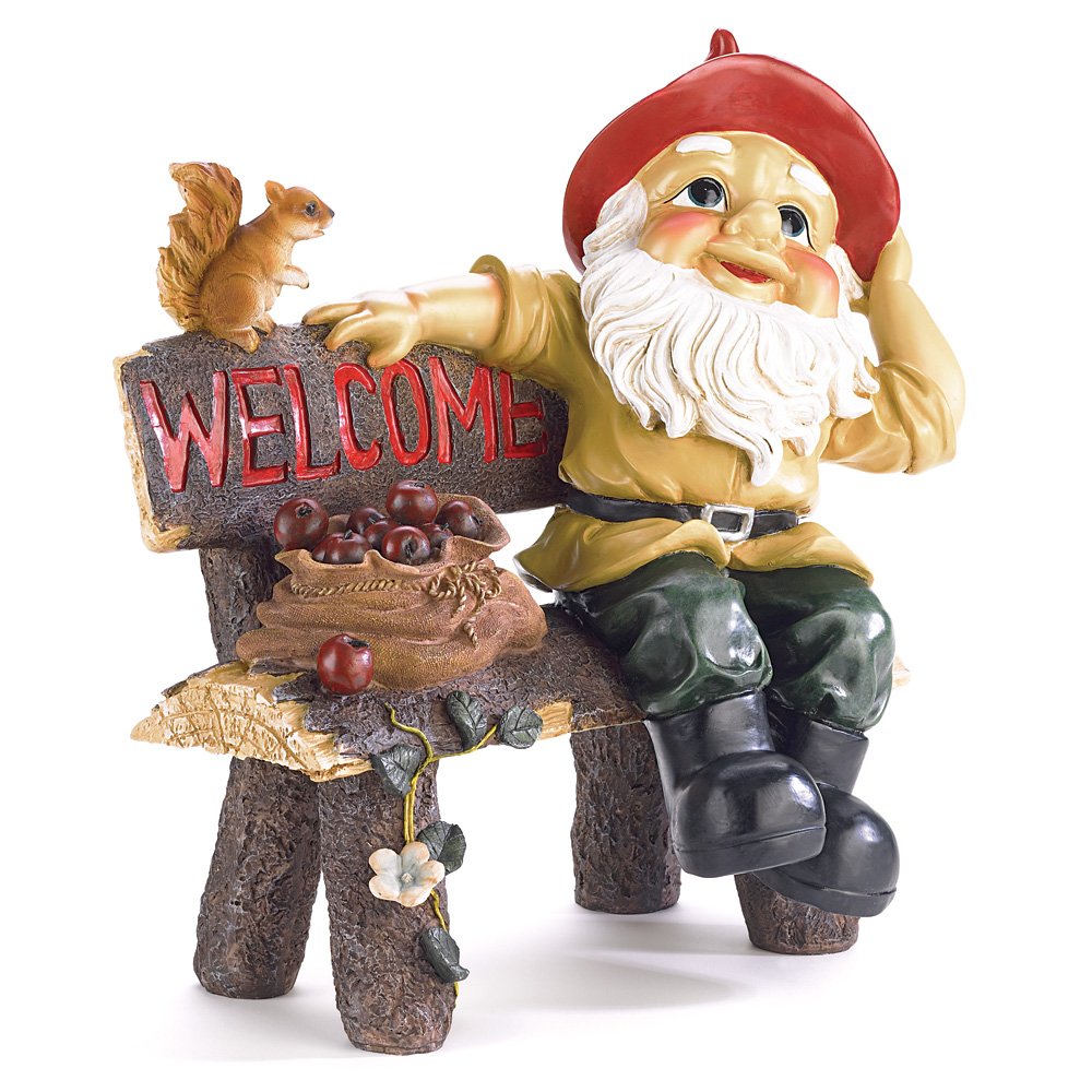Garden gnome greeting sign
