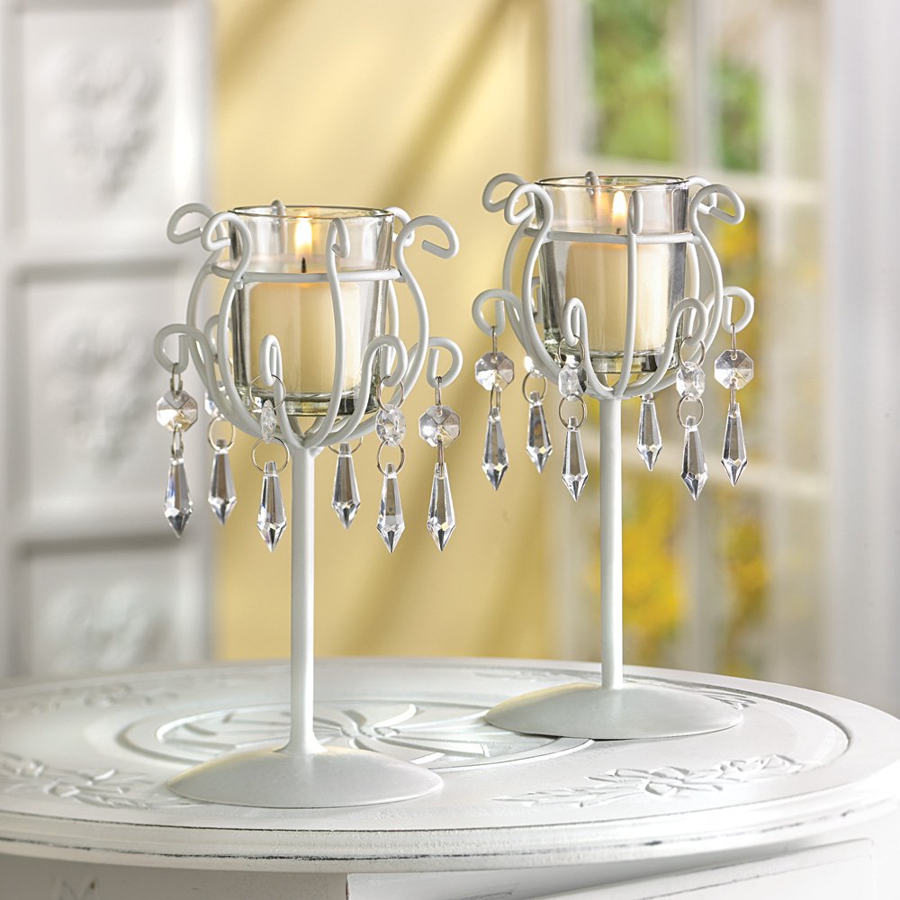 Crystal drop votive stands