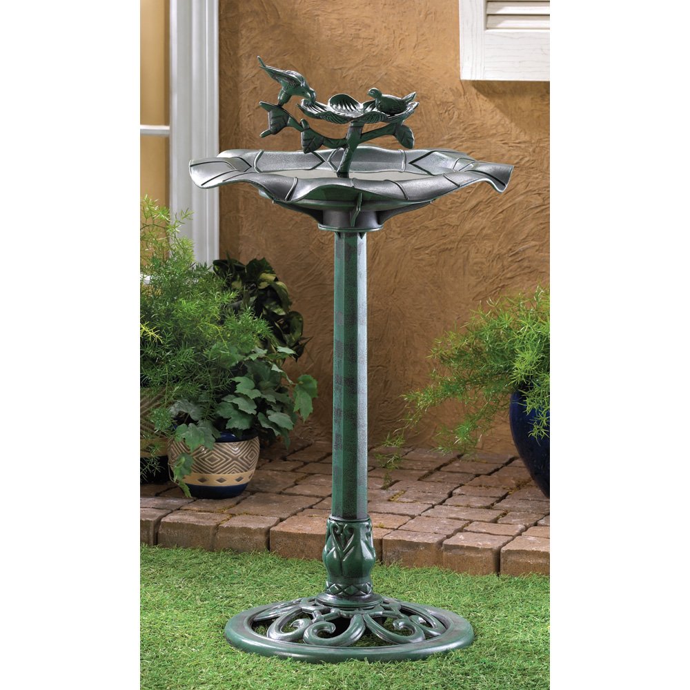 Verdigris birdbath