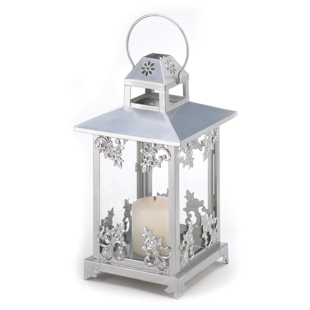 Silver scrollwork candlelantrn