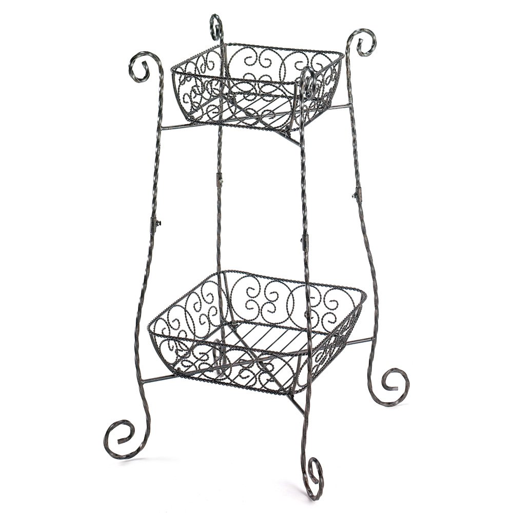 Wire basket plant stand